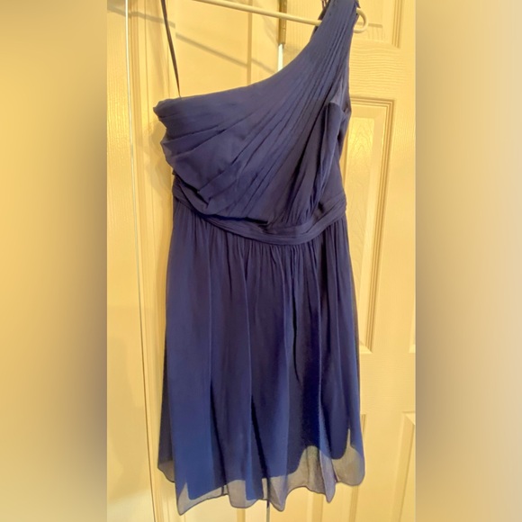 J. Crew Silk Navy Blue One Shoulder dress size 6 - Picture 2 of 6